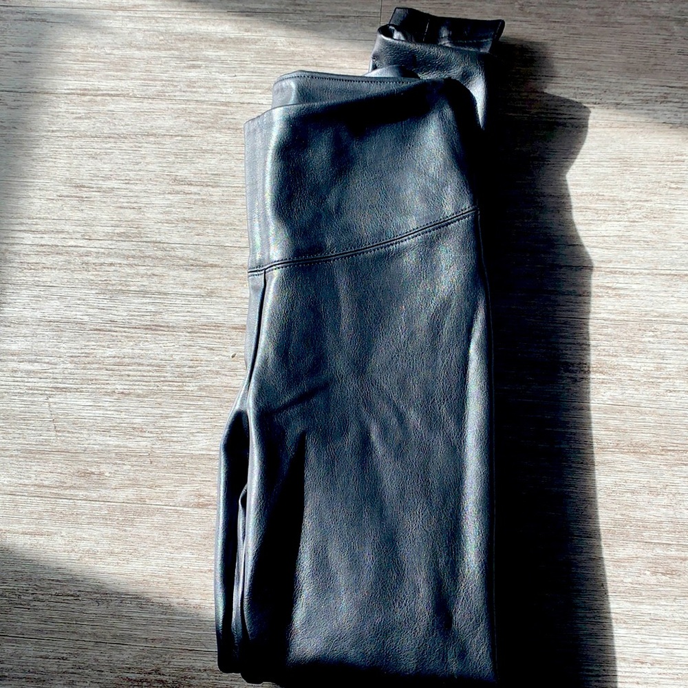 WHBM Black Faux Leather Runway Legging